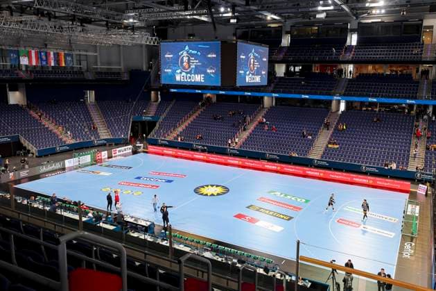 Innenansicht der ZAG-Arena, Handball - 2024 IHF Men s Olympic Qualification Tournament, Austria vs Germany, ZAG-Arena, 17.03.2024, Hannover, Deutschland. *** Interior view of the ZAG Arena, Handball 2024 IHF Men s Olympic Qualification Tournament, Austria vs Germany, ZAG Arena, 17 03 2024, Hanover, Germany