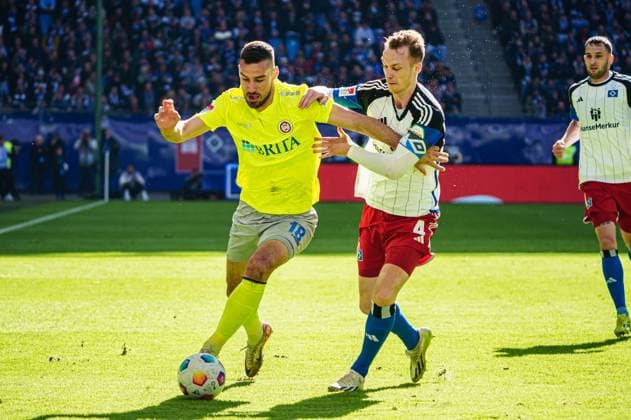 Ivan Prtajin SV Wehen Wiesbaden, 18 , Sebastian Schonlau Hamburger SV, 04 GER, Hamburger SV vs SV Wehen Wiesbaden, Football, 2 Bundesliga, Matchday 26, Season 2023 2024, 17 03 2024 DFL REGULATIONS PROHIBIT ANY USE OF PHOTOGRAPHS AS IMAGE SEQUENCES AND OR QUASI VIDEO GER, Hamburger SV vs SV Wehen Wiesbaden, Football, 2 Bundesliga, Matchday 26, Season 2023 2024, 17 03 2024 Hamburg Copyright: xEibner-Pressefoto MarcelxvonxFehrnx EP_MFN