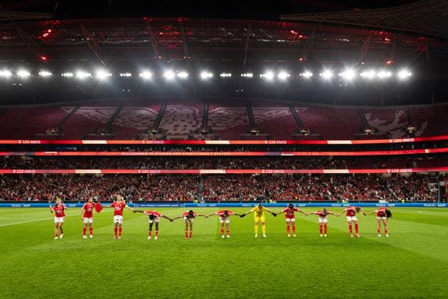 Lisbon, Portugal, March 19 2024: SL Benfica team before the UEFA Womens Champions League game between SL Benfica and Olympique Lyonnais at Estadio do Lisboa e Benfica in Lisbon, Portugal. (Pedro Porru SPP) Copyright: xPedroxPorrux xSPPx spp-en-PePoSp-HE5A3514