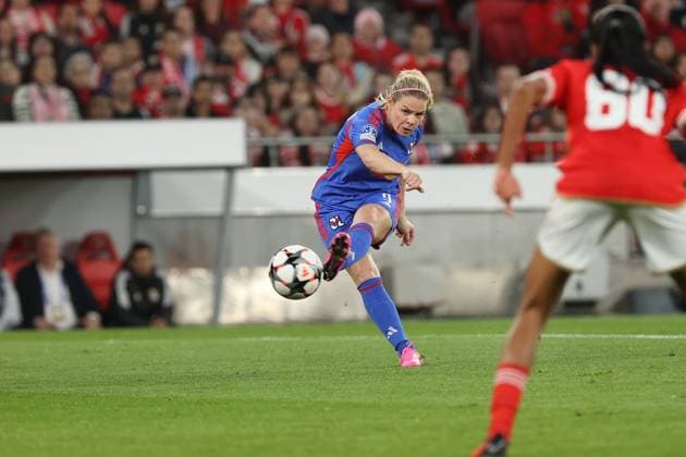 Lisbon, Portugal, Tuesday 19 March 2024 UEFA Women s Champions League 2023 24 1 4 Final SL Benfica Olympique Lyon, goal EugÃ nie Le Sommer Olympique Lyon Copyright: JoaquimxFerreira