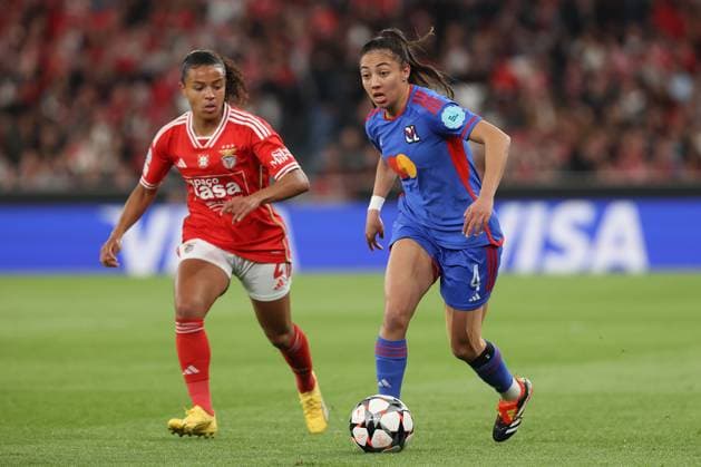 Lisbon, Portugal, Tuesday 19 March 2024 UEFA Women s Champions League 2023 24 1 4 Final SL Benfica Olympique Lyon, Marie Alidou SL Benfica , Selma Bacha Olympique Lyon Copyright: JoaquimxFerreira