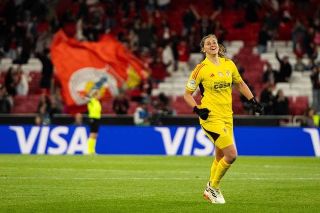 Lisbon, Portugal, March 19 2024: Lena Pauels (1 SL Benfica) celebrating Andreia Faria (6 SL Benfica) goal during the UEFA Womens Champions League game between SL Benfica and Olympique Lyonnais at Estadio do Lisboa e Benfica in Lisbon, Portugal. (Pedro Porru SPP) Copyright: xPedroxPorrux xSPPx spp-en-PePoSp-4F8A3901