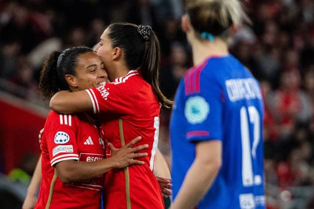 Lisbon, Portugal, March 19 2024: Marie Alidou (2 SL Benfica) and Francisca Nazareth (10 SL Benfica) during the UEFA Womens Champions League game between SL Benfica and Olympique Lyonnais at Estadio do Lisboa e Benfica in Lisbon, Portugal. (Pedro Porru SPP) Copyright: xPedroxPorrux xSPPx spp-en-PePoSp-4F8A4095