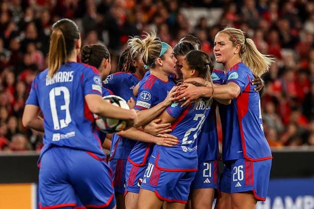 Lisbon, Portugal, March 19th 2024: Olympique Lyonnais celebrating goal during the UEFA Women?s Champions League game between SL Benfica v Olympique Lyonnais at Estadio da Luz in Lisbon, Portugal (Joao Bravo SPP) Copyright: xJoaoxBravo SPPx spp-en-JoBr-JBF-1548