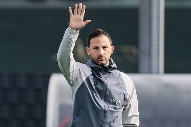 Belgium s head coach Domenico Tedesco pictured during a training session of Belgian national soccer team Red Devils, at the Royal Belgian Football Association s training center, in Tubize, Wednesday 20 March 2024. The team is preparing for two friendly matches, against Ireland and England, ahead of the 2024 European Championships. BRUNOxFAHY  x89519509x