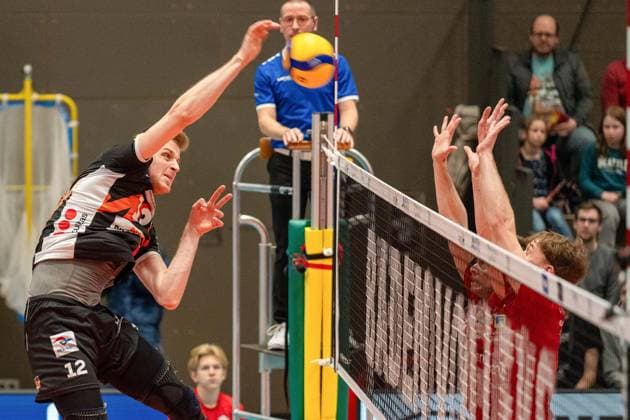 Attack Saoo Saetalekar Berlin Recycling Volleys, 12 GER, Baden VOLLEYS SSC Karlsruhe vs Berlin Recycling Volleys Volleyball, Playoff Quarterfinals, Men, 20 03 2024 GER, Baden VOLLEYS SSC Karlsruhe vs Berlin Recycling Volleys Volleyball, Playoff Quarterfinals, Men, 20 03 2024 Karlsruhe Copyright: xEibner-Pressefoto StefanxMayerx EP_SMR