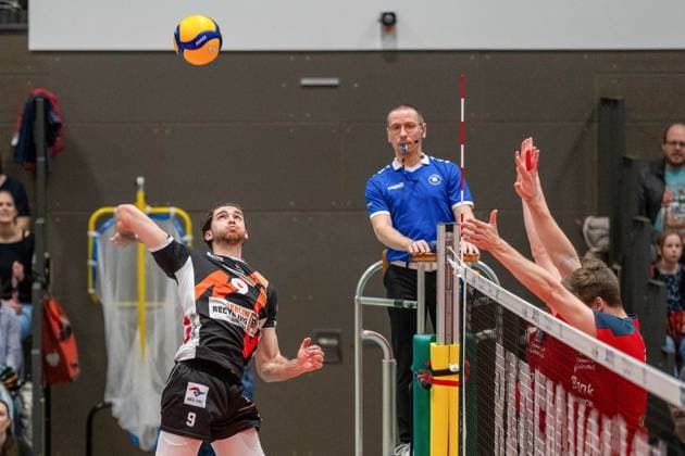 Attack Timothee Carle Berlin Recycling Volleys, 9 GER, Baden VOLLEYS SSC Karlsruhe vs Berlin Recycling Volleys Volleyball, Playoff Quarterfinals, Men, 20 03 2024 GER, Baden VOLLEYS SSC Karlsruhe vs Berlin Recycling Volleys Volleyball, Playoff Quarterfinals, Men, 20 03 2024 Karlsruhe Copyright: xEibner-Pressefoto StefanxMayerx EP_SMR