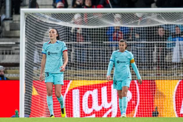 240320 Ingrid Syrstad Engen of Barcelona looks dejected during the UEFA Women s Champions League quarterfinal soccer match between Brann and Barcelona on March 20, 2024 in Bergen Photo Marius Simensen BILDBYRAN Cop 238 barcelona bbeng brann champions league dam depp football fotball fotball quarterfinal quarter final tfk uefa women s champions league  Copyright: MARIUSxSIMENSEN BB240320BB864