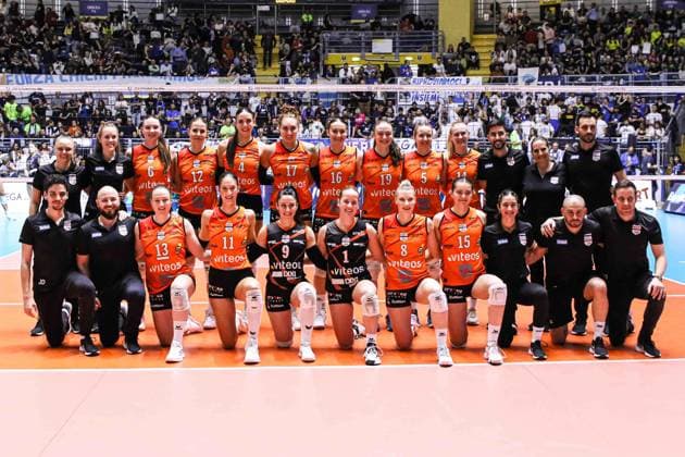 Viteos Neuchatel UC during Reale Mutua Fenera Chieri vs Viteos Neuchatel, Volleyball CEV Cup Women match in Turin, Italy, March 20 2024  Copyright: xNorbertoxMaccagno IPAxSportx xipx xx IPA_44494526 IPA_Agency_IPA44494526