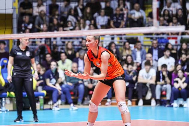 8 Meline Pierret (Viteos Neuchatel UC) during Reale Mutua Fenera Chieri vs Viteos Neuchatel, Volleyball CEV Cup Women match in Turin, Italy, March 20 2024  Copyright: xNorbertoxMaccagno IPAxSportx xipx xx IPA_44495155 IPA_Agency_IPA44495155