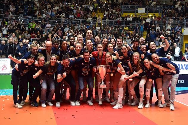 Foto IPP Massimo Rana Torino 202-03-2024 Pallavolo Cev Cup Finale Reale Mutua Fenera Chieri 76 - Viteos Neuchatel Universite Club nella foto il chieri vince Italy Photo Press - World Copyright italy ITALY  Copyright: xR4924_italyphotopressx