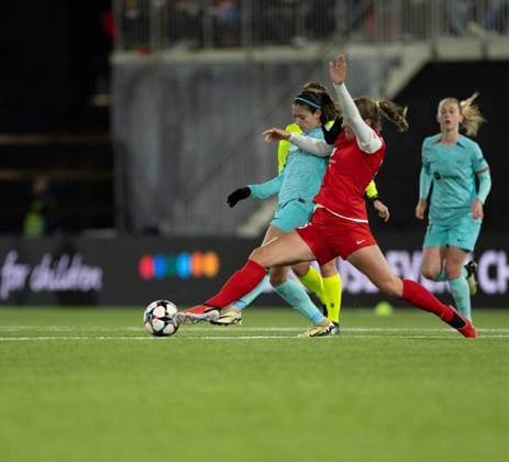 Fußball, Frauen, CL, SK Brann Bergen - FC Barcelona Bergen, Norway, March 20th 2024: Battle for the ball during the UEFA Womens Champions League football match between Brann and Barcelona at Aasane Arena in Bergen, Norway. (Ane Frosaker SPP) Copyright: xAnexFrosakerx xSPPx spp-en-AnFrSp-_F_25692