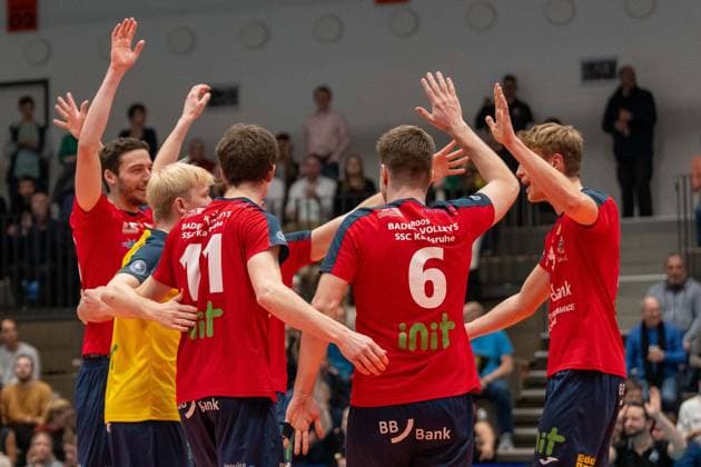 Cheers Berlin, GER, Volleyball, Playoff quarterfinals, Men, Baden VOLLEYS SSC Karlsruhe vs Berlin Recycling Volleys, 20 03 2024, GER, Volleyball, Playoff quarterfinals, Men, Baden VOLLEYS SSC Karlsruhe vs Berlin Recycling Volleys, 20 03 2024 Karlsruhe Copyright: xEibner-Pressefoto StefanxMayerx EP_SMR