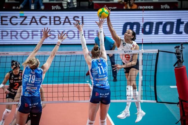 776121898 Alexa Gray of Eczacibasi Dynavit in action during the match. Eczacibasi Dynavit and Imoco Volley Conegiano faced each other in the CEV Women™s Champions League Volley Semifinal game 2, the match took place at Istanbul Burhan Felek Vestel Volleyball Hall on March 20, 2024 Istanbul Istanbul Turkey Copyright: xYagizxGurtugx