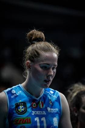 776121898 Isabelle Haak of Imoco Volley in action during the match. Eczacibasi Dynavit and Imoco Volley Conegiano faced each other in the CEV Women™s Champions League Volley Semifinal game 2, the match took place at Istanbul Burhan Felek Vestel Volleyball Hall on March 20, 2024 Istanbul Istanbul Turkey Copyright: xYagizxGurtugx