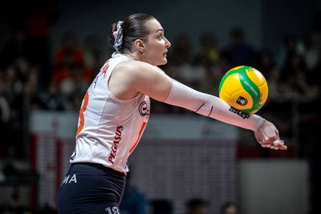 776121898 Irina Voronkova of Eczacibasi Dynavit in action during the match. Eczacibasi Dynavit and Imoco Volley Conegiano faced each other in the CEV Women™s Champions League Volley Semifinal game 2, the match took place at Istanbul Burhan Felek Vestel Volleyball Hall on March 20, 2024 Istanbul Istanbul Turkey Copyright: xYagizxGurtugx