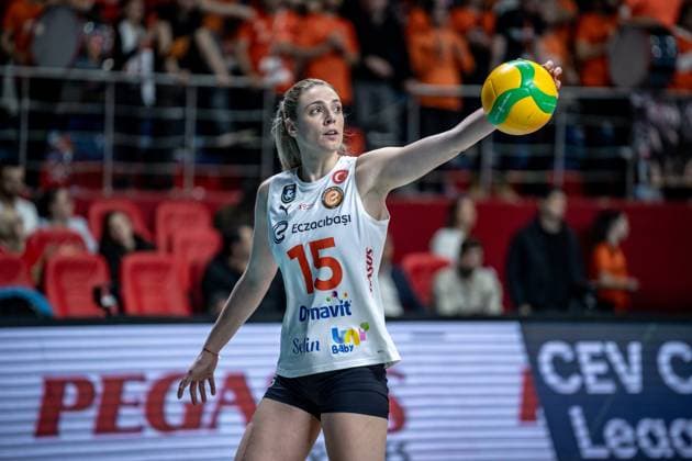 776121898 Jovana Stevanovic of Eczacibasi Dynavit in action during the match. Eczacibasi Dynavit and Imoco Volley Conegiano faced each other in the CEV Women™s Champions League Volley Semifinal game 2, the match took place at Istanbul Burhan Felek Vestel Volleyball Hall on March 20, 2024 Istanbul Istanbul Turkey Copyright: xYagizxGurtugx