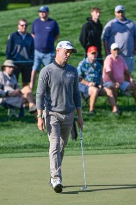 PALM HARBOR, FL - MARCH 21: Justin Thomas (USA) reacts to barely missing his birdie putt on 15 during Rd1 of the Valspar Championship at Innisbrook Resort - Copperhead, on March 21, 2024, in Palm Harbor, Florida. (Photo by Ken Murray Icon Sportswire) GOLF: MAR 21 PGA, Golf Herren Valspar Championship EDITORIAL USE ONLY Icon2403210341