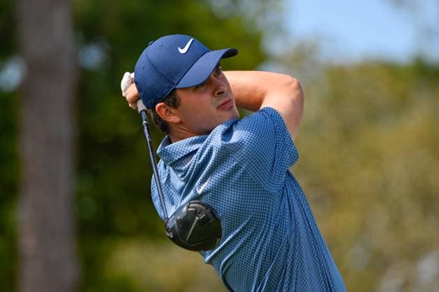 PALM HARBOR, FL - MARCH 21: Davis Thompson (USA) watches his tee shot on 1 during Rd1 of the Valspar Championship at Innisbrook Resort - Copperhead, on March 21, 2024, in Palm Harbor, Florida. (Photo by Ken Murray Icon Sportswire) GOLF: MAR 21 PGA, Golf Herren Valspar Championship EDITORIAL USE ONLY Icon2403210421