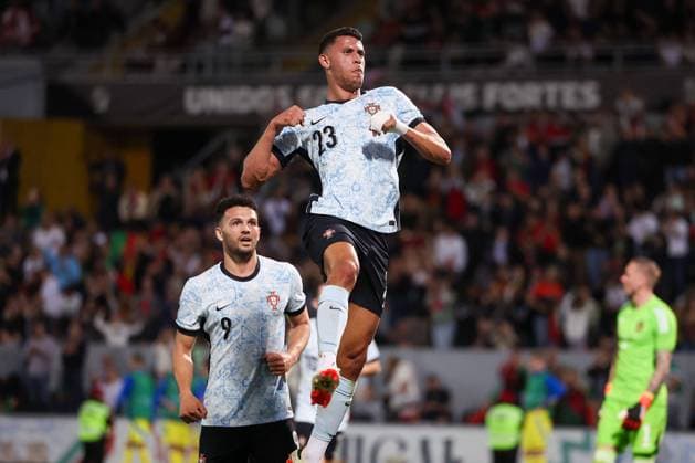 Guimaraes, Portugal, Thursday 21 March 2024 UEFA Friendly Matches Portugal Sweden, Matheus Nunes Portugal Torjubelel, Goal celebration, celebrate the goal zum 2 0 Copyright: JoaquimxFerreira