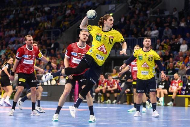 Goal throw by Juri Knorr Rhein Neckar Loewen Rhein Neckar Loewen vs Fuechse Berlin, Handball, 1 Bundesliga, 21 03 2024 Rhein Neckar Loewen vs Fuechse Berlin, Handball, 1 Bundesliga, 21 03 2024 Mannheim Copyright: xEibner-Pressefotox EP_RWS