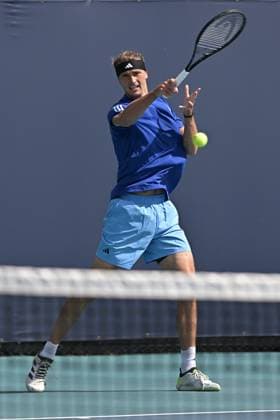 MIAMI GARDENS, FL - MARCH 21: Alexander Zverev (Germany) is seen during practice during the Miami Open on March 21, 2024, at Hard Rock Stadium in Miami Gardens, FL. (Photo by Michele Eve Sandberg Icon Sportswire) TENNIS: MAR 21 Miami Open EDITORIAL USE ONLY Icon240321033