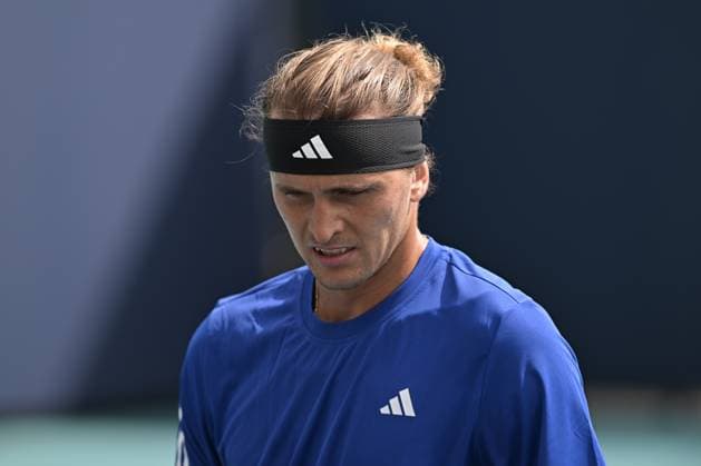 MIAMI GARDENS, FL - MARCH 21: Alexander Zverev (Germany) is seen during practice during the Miami Open on March 21, 2024, at Hard Rock Stadium in Miami Gardens, FL. (Photo by Michele Eve Sandberg Icon Sportswire) TENNIS: MAR 21 Miami Open EDITORIAL USE ONLY Icon240321055