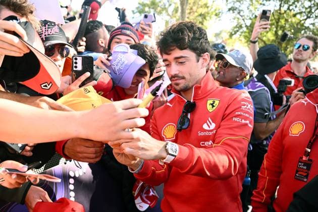 AUSTRALIAN F1 GRAND PRIX, Charles Leclerc of Ferrari greets fans on arrival at the Albert Park Grand Prix Circuit in Melbourne, Friday, March 22, 2024. ( NO ARCHIVING, EDITORIAL USE ONLY, NO USE IN BOOKS WITHOUT CONSENT MELBOURNE VICTORIA AUSTRALIA  Copyright: xJOELxCARRETTx 20240322001920888950