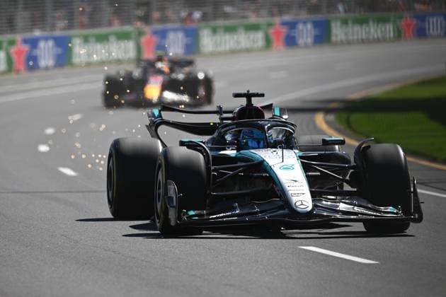AUSTRALIAN F1 GRAND PRIX, George Russell of Mercedes during Free Practice One at the Albert Park Grand Prix Circuit in Melbourne, Friday, March 22, 2024. ( NO ARCHIVING, EDITORIAL USE ONLY, NO USE IN BOOKS WITHOUT CONSENT MELBOURNE VICTORIA AUSTRALIA  Copyright: xJOELxCARRETTx 20240322001920923519