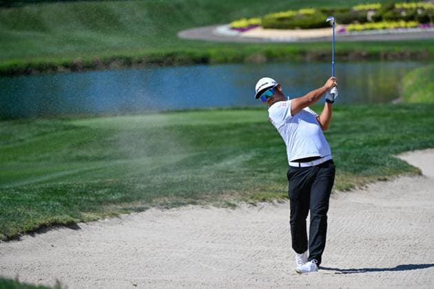 PALM HARBOR, FL - MARCH 21: Ryo Hisatsune (JPN) hits his second shot from the fairway bunker on 5 during Rd1 of the Valspar Championship at Innisbrook Resort - Copperhead, on March 21, 2024, in Palm Harbor, Florida. (Photo by Ken Murray Icon Sportswire) GOLF: MAR 21 PGA, Golf Herren Valspar Championship EDITORIAL USE ONLY Icon2403210661