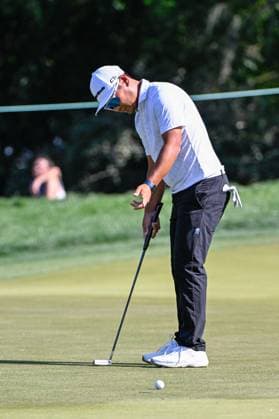 PALM HARBOR, FL - MARCH 21: Ryo Hisatsune (JPN) reacts to barely missing is birdie putt on 8 during Rd1 of the Valspar Championship at Innisbrook Resort - Copperhead, on March 21, 2024, in Palm Harbor, Florida. (Photo by Ken Murray Icon Sportswire) GOLF: MAR 21 PGA, Golf Herren Valspar Championship EDITORIAL USE ONLY Icon2403210751