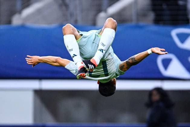 RECORD DATE NOT STATED CONCACAF NATIONS LEAGUE 2023-2024 Panama vs Mexico SF Orbelin Pineda celebrates his goal 0-3 of Mexico during the Semifinals match between Panama and Mexico (Mexican national team, Nationalteam as part of the 2024 Concacaf Nations League, at AT-T Stadium, Arlington, Texas, on March 21, 2024. ARLINGTON TEXAS UNITED STATES  Copyright: xJorgexMartinezx 20240321214737_CNL_24_SF_PAN_MEX_PINEDA299