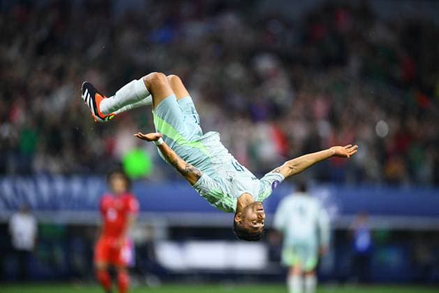 RECORD DATE NOT STATED CONCACAF NATIONS LEAGUE 2023-2024 Panama vs Mexico SF Orbelin Pineda celebrates his goal 0-3 of Mexico during the Semifinals match between Panama and Mexico (Mexican national team, Nationalteam as part of the 2024 Concacaf Nations League, at AT-T Stadium, Arlington, Texas, on March 21, 2024. ARLINGTON TEXAS UNITED STATES  Copyright: xAdrianxMaciasx 20240321214947_CNL_24_SF_PAN_MEX_PINEDA304