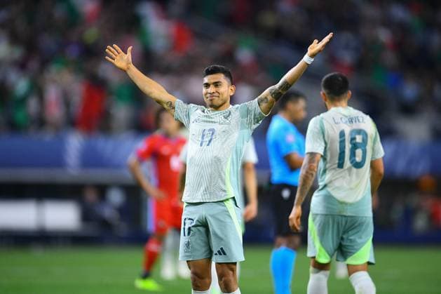 RECORD DATE NOT STATED CONCACAF NATIONS LEAGUE 2023-2024 Panama vs Mexico SF Orbelin Pineda celebrates his goal 0-3 of Mexico during the Semifinals match between Panama and Mexico (Mexican national team, Nationalteam as part of the 2024 Concacaf Nations League, at AT-T Stadium, Arlington, Texas, on March 21, 2024. ARLINGTON TEXAS UNITED STATES  Copyright: xAdrianxMaciasx 20240321215249_CNL_24_SF_PAN_MEX_PINEDA318