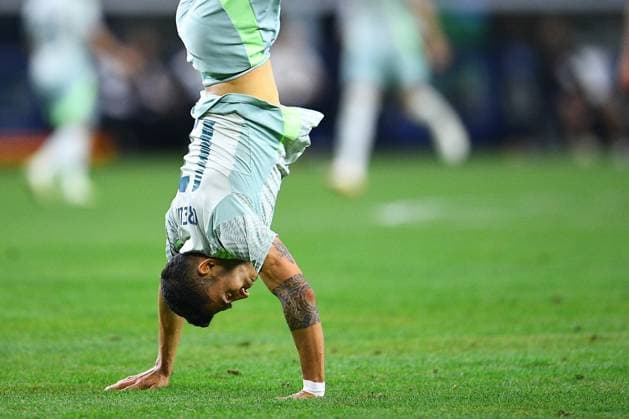 RECORD DATE NOT STATED CONCACAF NATIONS LEAGUE 2023-2024 Panama vs Mexico SF Orbelin Pineda celebrates his goal 0-3 of Mexico during the Semifinals match between Panama and Mexico (Mexican national team, Nationalteam as part of the 2024 Concacaf Nations League, at AT-T Stadium, Arlington, Texas, on March 21, 2024. ARLINGTON TEXAS UNITED STATES  Copyright: xAdrianxMaciasx 20240321215913_CNL_24_SF_PAN_MEX_PINEDA333