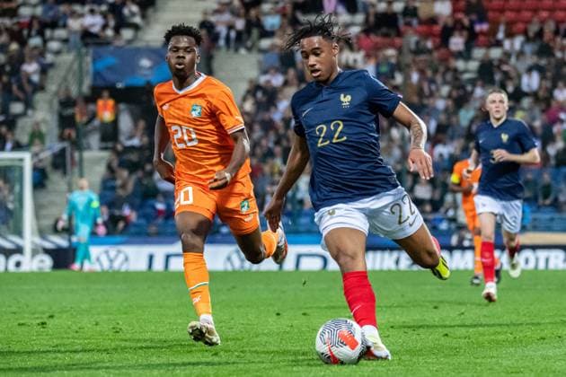 Wilson Odobert (Equipe de France U21, U 21 FOOTBALL : France U21 vs Cote dÂ’Ivoire U21 - Amical international - 22 03 2024 BaptisteAutissier Panoramic 