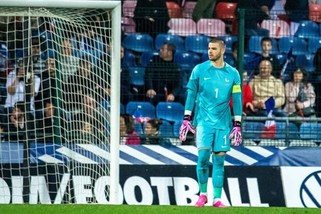 Tristesse ds joueurs de l™equipe de France aprÃ s le 1er But Ivoiriens FOOTBALL : France U21, U 21 vs Cote dÂ’Ivoire U21 - Amical international - 22 03 2024 BaptisteAutissier Panoramic 