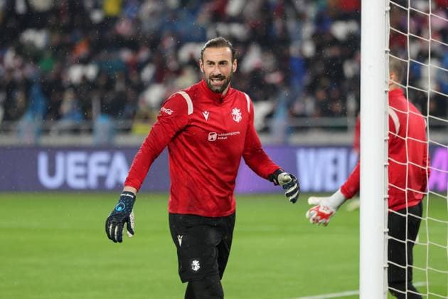 Georgian goalkeeper Giorgi Loria warms up prior the UEFA European Championship, EM, Europameisterschaft Qualifying match between Georgia and Luxembourg at the The Boris Paitchadze Dinamo Arena on March 21, 2024 in Tbilisi, Georgia. Tbilisi Boris Paitchadze Dinamo Arena, Akaki Tsereteli Avenue, Didube, Tbilisi, 0112, Georgia Georgia Copyright: xArturxStabulnieksx 400539