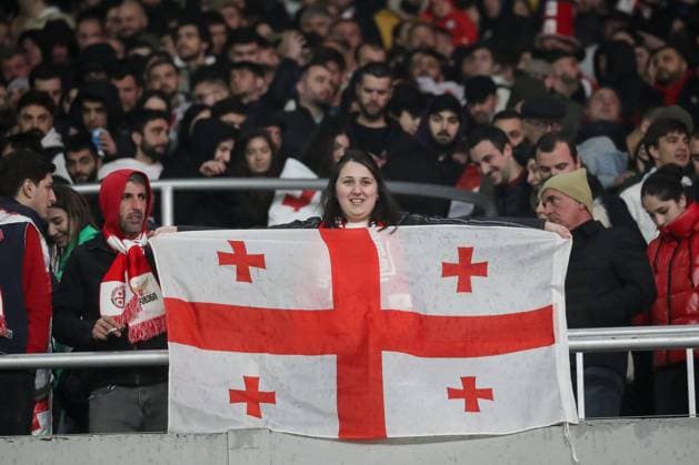 The Georgian fans rejoice over victory after the UEFA European Championship, EM, Europameisterschaft Qualifying match between Georgia and Luxembourg at the The Boris Paitchadze Dinamo Arena on March 21, 2024 in Tbilisi, Georgia. Tbilisi Boris Paitchadze Dinamo Arena, Akaki Tsereteli Avenue, Didube, Tbilisi, 0112, Georgia Georgia Copyright: xArturxStabulnieksx 404889