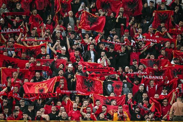 Parma, Italy, 22.03.24: Albania fans during the International Friendly, Länderspiel, Nationalmannschaft between Albania and Chile at Tardini Stadium in Parma, Italia Soccer (Cristiano Mazzi SPP)  Copyright: xCristianoxMazzix xSPPx spp-en-CrMaSp-CM2_3852-2