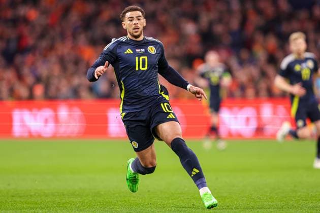 2024-03-22 Netherlands v Scotland - International Friendly, Länderspiel, Nationalmannschaft AMSTERDAM, NETHERLANDS - MARCH 22: Che Adams of Scotland during the International Friendly match between Netherlands and Scotland at Johan Cruijff ArenA on March 22, 2024 in Amsterdam, Netherlands. (Photo by Peter Lous BSR Agency) Amsterdam Netherlands Content not available for redistribution in The Netherlands directly or indirectly through any third parties. Copyright: xBSRxAgencyx