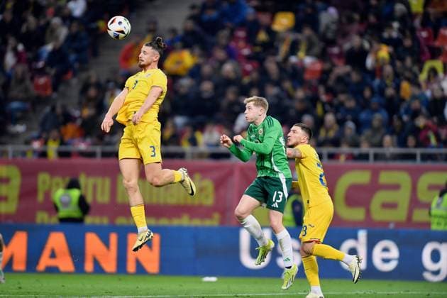 Radu Dragusin and Patrick Lane Romania v Northern Ireland, International Friendly, Länderspiel, Nationalmannschaft Football, The National Arena, Bucharest, Romania - 22nd Mar 2024  Copyright: xAlexxNicodim Shutterstockx 14398178cl
