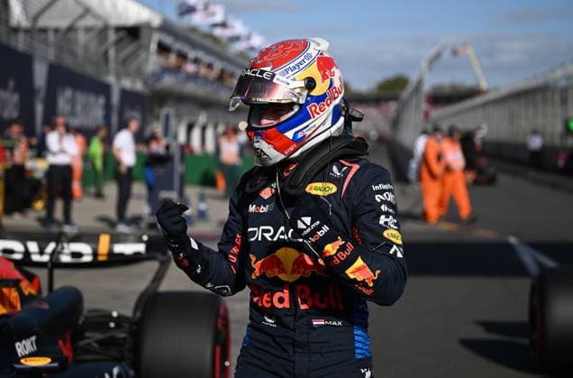 AUSTRALIAN F1 GRAND PRIX, Max Verstappen of Red Bull Racing reacts after securing pole following the qualifying session at the Australian Grand Prix 2024 on Albert Park Circuit in Melbourne, Saturday, March 23, 2024. ( NO ARCHIVING, EDITORIAL USE ONLY, NO USE IN BOOKS WITHOUT CONSENT MELBOURNE VICTORIA AUSTRALIA  Copyright: xJOELxCARRETTx 20240323001921461524