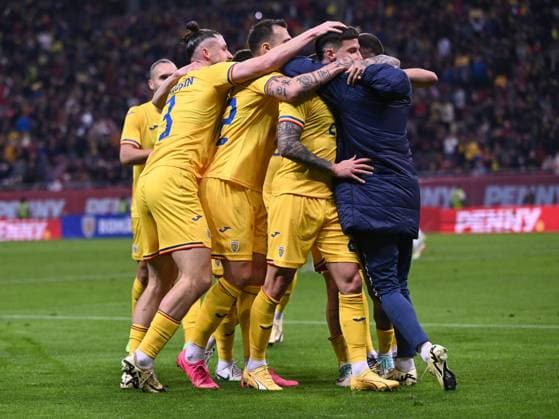 Romanian footballers Radu Dragusin and Dennis Man enjoy after a goal scored in the friendly football match between Romania and Northern Ireland, played at the National Arena, Friday 22 March 2024 Bucharest Copyright: xRazvanxPasarica SPORTxPICTURESx