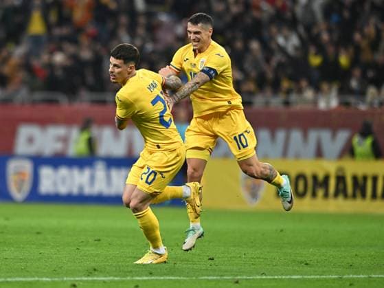 Dennis Man rejoices after a goal scored with Nicolae Stanciu in the friendly football match between Romania and Northern Ireland, played at the National Arena, Friday 22 March 2024 Bucharest Copyright: xRazvanxPasarica SPORTxPICTURESx