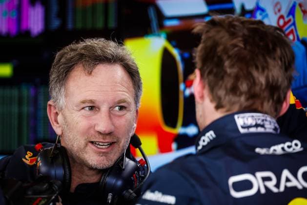 March 23, 2024, Melbourne, Victoria, Australia: MELBOURNE, AUSTRALIA - MARCH 23: Christian Horner and Max Verstappen of Oracle Red Bull Racing chat after third practice at the 2024 Australian Grand Prix at Albert Park in Melbourne, Australia Melbourne Australia - ZUMAp121 20240323_zsp_p121_099 Copyright: xChrisxPutnamx