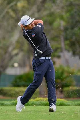PALM HARBOR, FL - MARCH 22: Ryo Hisatsune (JPN) watches his tee shot on 17 during Rd2 of the Valspar Championship at Innisbrook Resort - Copperhead, on March 22, 2024, in Palm Harbor, Florida. (Photo by Ken Murray Icon Sportswire) GOLF: MAR 22 PGA, Golf Herren Valspar Championship EDITORIAL USE ONLY Icon2403220152