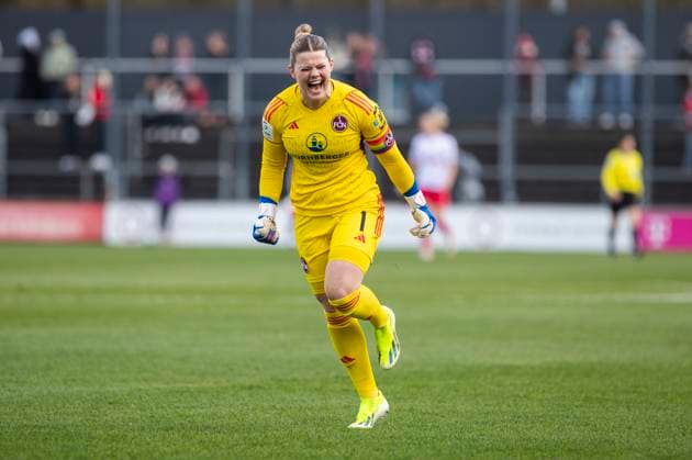 GOOGLE PIXEL Frauen Bundesliga 1 FC Köln 1 FC Nürnberg, 23 03 2024 Lea Paulick 1 FC Nürnberg, 1 is happy about the goal GOOGLE PIXEL Frauen Bundesliga, 1 FC Köln 1 FC Nürnberg, 17 Spieltag, am 23 03 2024, Franz Kremer Stadion, Köln DFL regulations prohibit any use of photographs as image sequences and or quasi video Copyright: xBEAUTIFULxSPORTS Meuselx