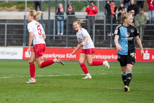 GOOGLE PIXEL Frauen Bundesliga 1 FC Köln 1 FC Nürnberg, 23 03 2024 Celina Degen 1 FC Köln, 5 celebrates her goal for 3 2 GOOGLE PIXEL Frauen Bundesliga, 1 FC Köln 1 FC Nürnberg, 17 Spieltag, am 23 03 2024, Franz Kremer Stadion, Köln DFL regulations prohibit any use of photographs as image sequences and or quasi video Copyright: xBEAUTIFULxSPORTS Meuselx