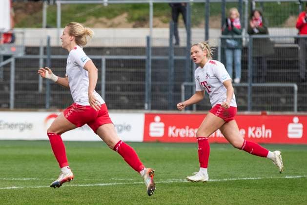 GOOGLE PIXEL Frauen Bundesliga 1 FC Köln 1 FC Nürnberg, 23 03 2024 Celina Degen 1 FC Köln, 5 celebrates her goal for 3 2 GOOGLE PIXEL Frauen Bundesliga, 1 FC Köln 1 FC Nürnberg, 17 Spieltag, am 23 03 2024, Franz Kremer Stadion, Köln DFL regulations prohibit any use of photographs as image sequences and or quasi video Copyright: xBEAUTIFULxSPORTS Meuselx